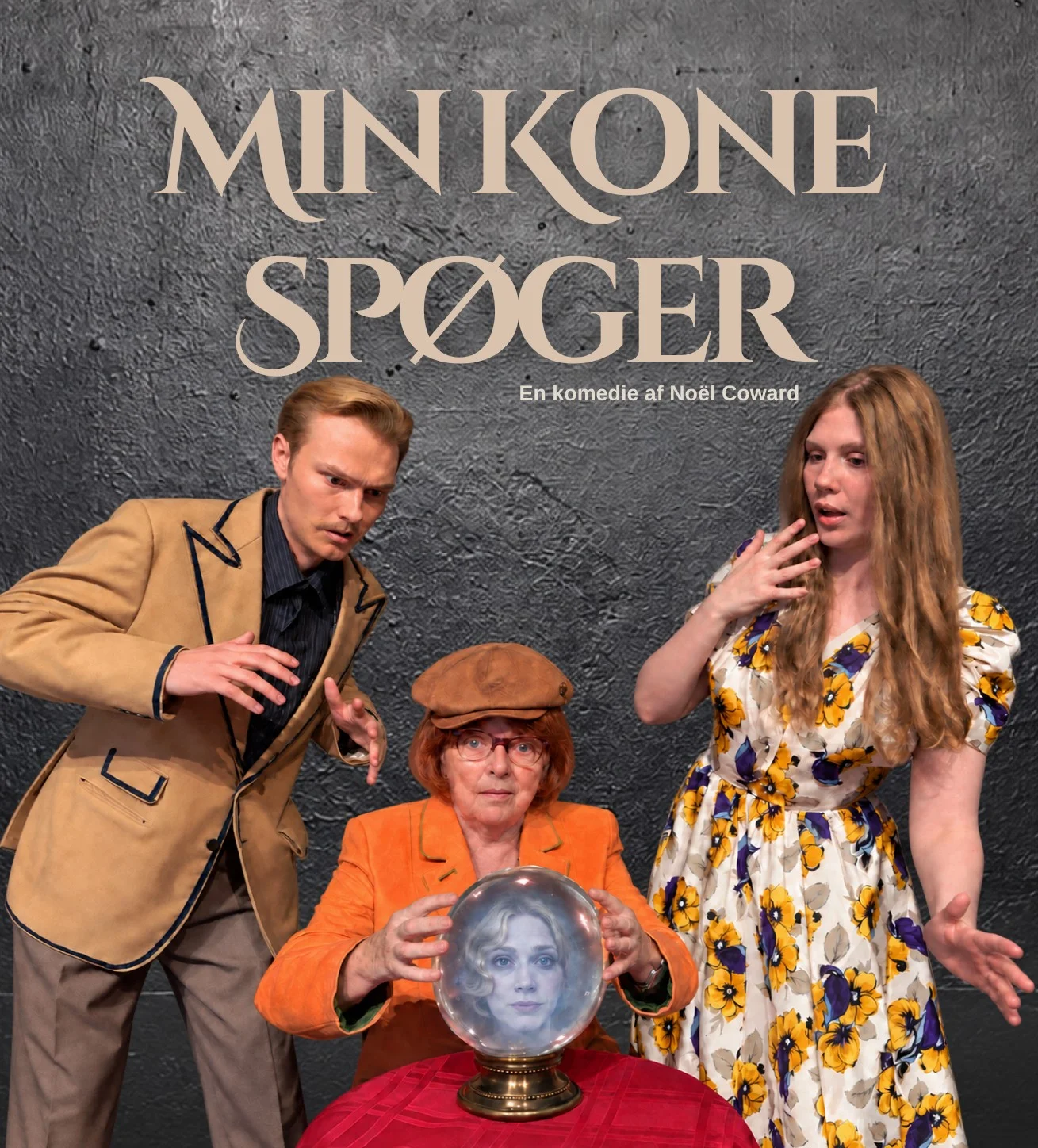 Plakat for Min Kone Spøger, en komedie af Noël Coward